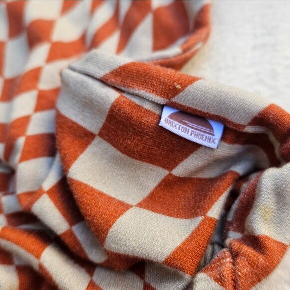 Brixton Phoenix Wavy Checker Rust and Tan Bubble Romper 12-18M - Picture 4 of 8